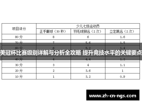 美冠杯比赛级别详解与分析全攻略 提升竞技水平的关键要点